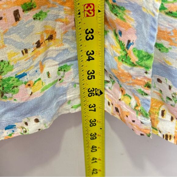 🍁 Cynthia Rowley Linen Blend Novelty Coastal Vacation Print True Wrap Midi Skirt - Picture 12 of 13